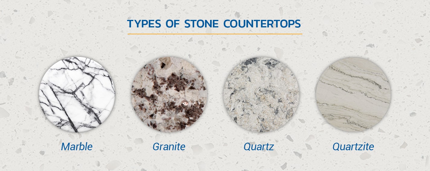 types of stone countertops - marble granite quartz quartzite