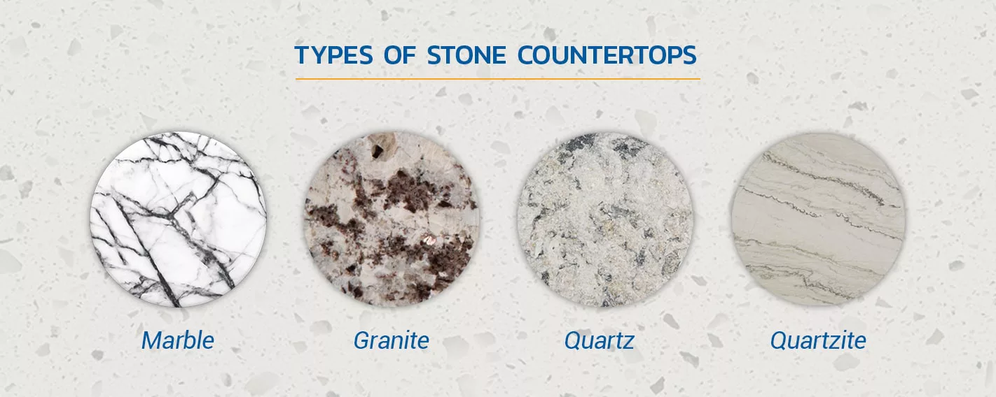 types of stone countertops - marble granite quartz quartzite