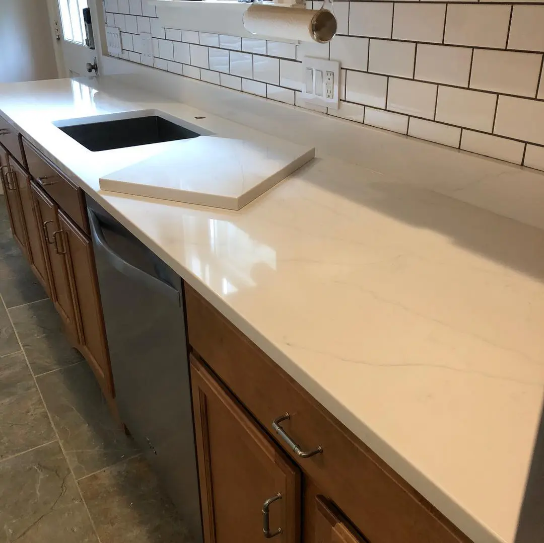 - 2 Quartz kitchen countertop with undermount sink