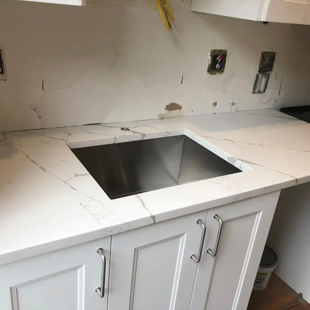 - 2 Marble kitchen countertop with undermount sink