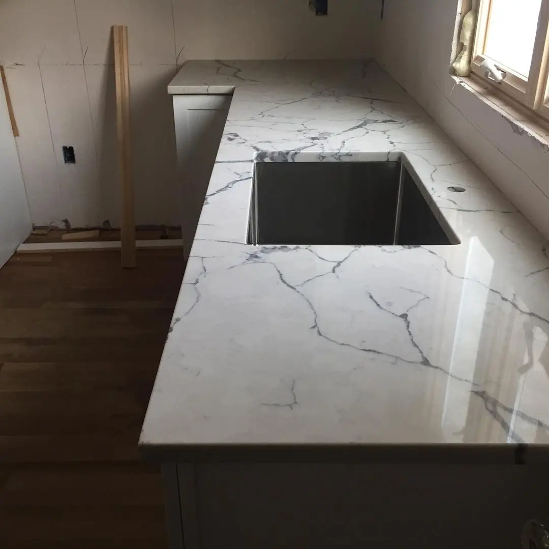 - 3 White marble countertop with undermount sink