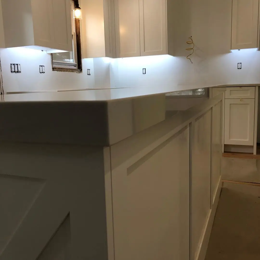 - 3 Quartz kitchen countertop installation with under-cabinet lighting by Pablo Marble and Granite, LLC