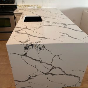 - 1 Waterfall Island Countertops - Pablo Marble and Granite, LLC