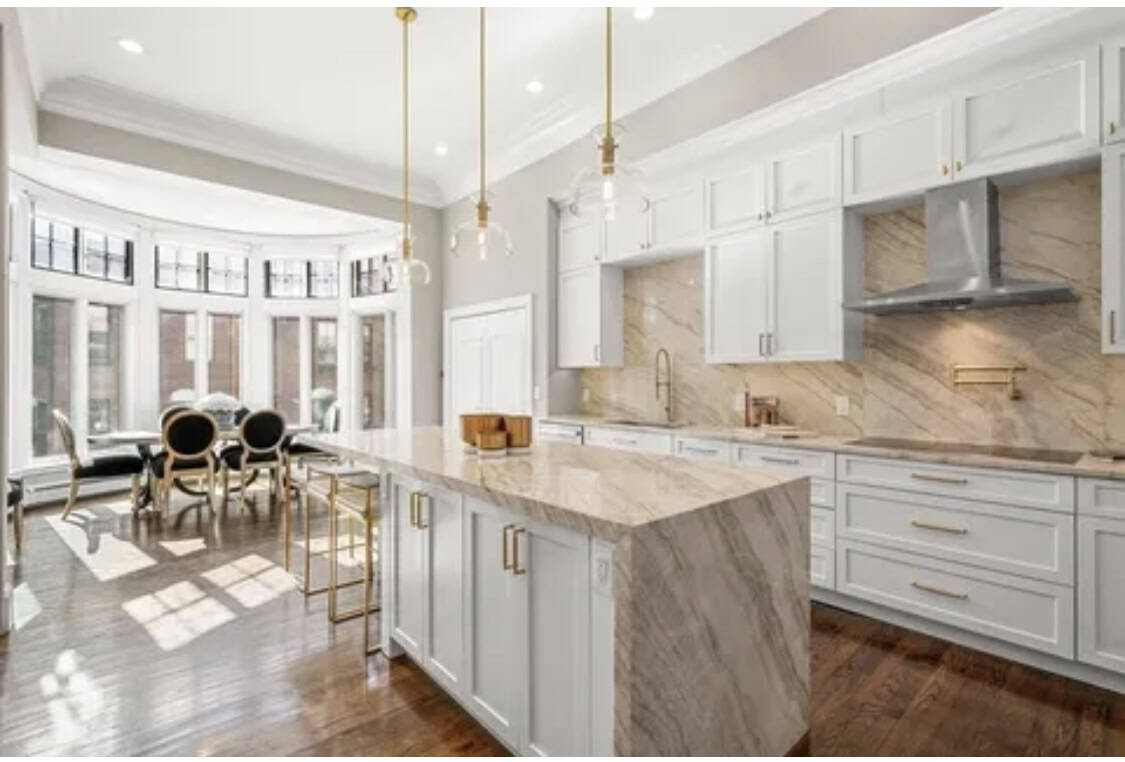 - 2 Quartzite kitchen countertops with clean edge profile fabricated and installed by Pablo Marble and Granite, LLC